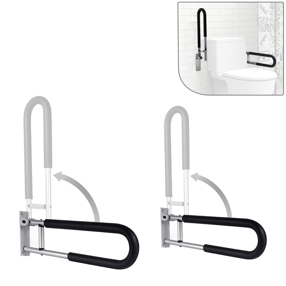 TUNTROL 2 Pack Folding Grab Bars 24" Toilet Safety Rail Aluminum Elderly